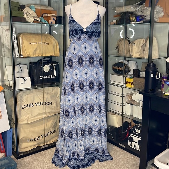 Paper Crane Dresses Paper Crane Cut Out Maxi Dress In Blue Print